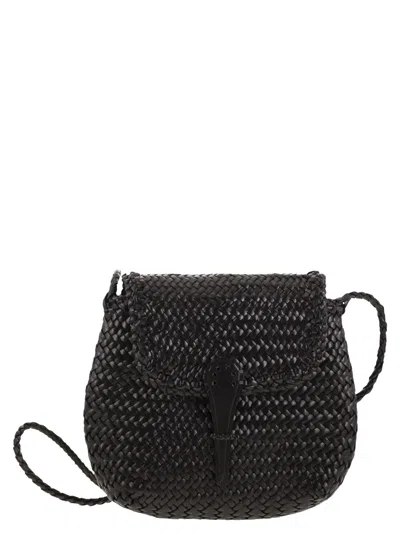 Dragon Mini City Bag - Woven Leather Bag In Black
