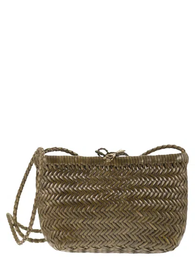 Dragon Minsu Mini Woven Leather Bag In Green