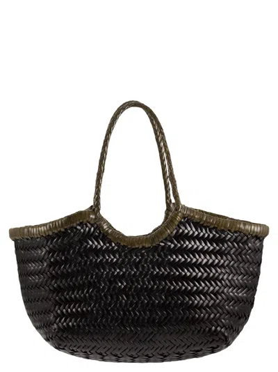 Dragon Nantucket - Two-tone Woven Buffalo Calfskin Bag In Black