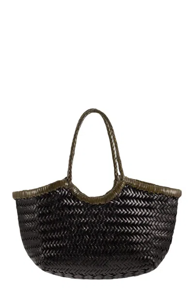Dragon Nantucket - Two-tone Woven Buffalo Calfskin Bag In Black