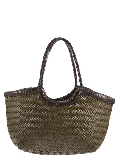Dragon Nantucket - Two-tone Woven Buffalo Calfskin Bag In Green
