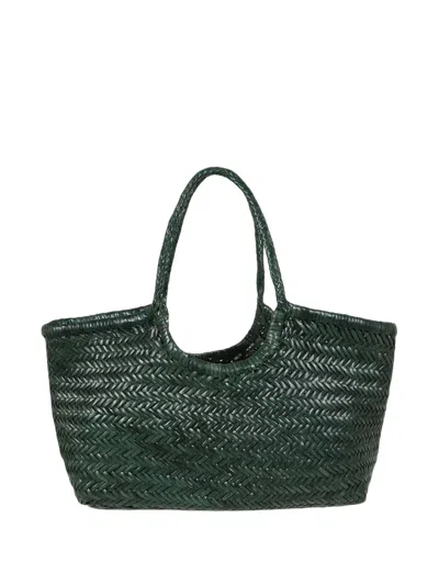 Dragon Nantucket Woven Leather Tote Bag In Green