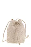 Dragon Pompom Double Jump - Bucket Bag With Woven Leather