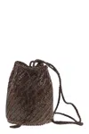 Dragon Pompom Double Jump - Bucket Bag With Woven Leather In White