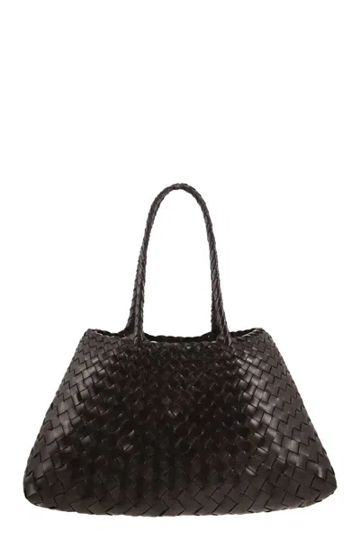 Dragon Santa Croce Big - Woven Leather Bag In Blue