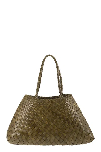 Dragon Santa Croce Big - Woven Leather Bag In Neutral