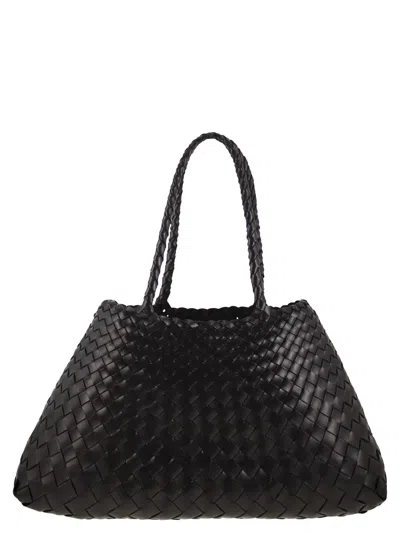 Dragon Santa Croce Big - Woven Leather Bag In Black
