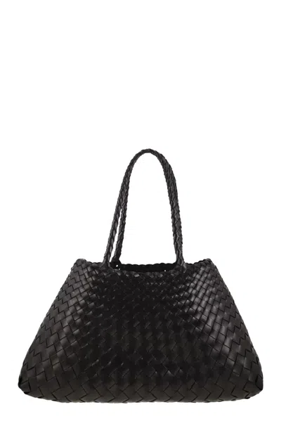 Dragon Santa Croce Big - Woven Leather Bag In Black