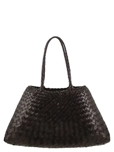 Dragon Santa Croce Big - Woven Leather Bag In Brown