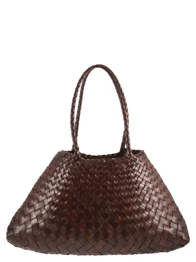 Dragon Santa Croce Big - Woven Leather Bag In Brown