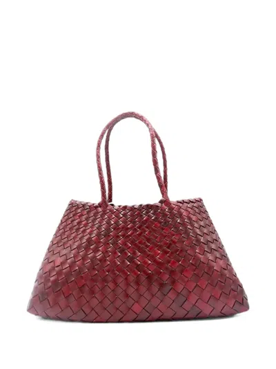Dragon Santa Croce Woven Leather Shoulder Bag In Red