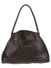 Dragon Tapered Brown Shoulder Bag In Black