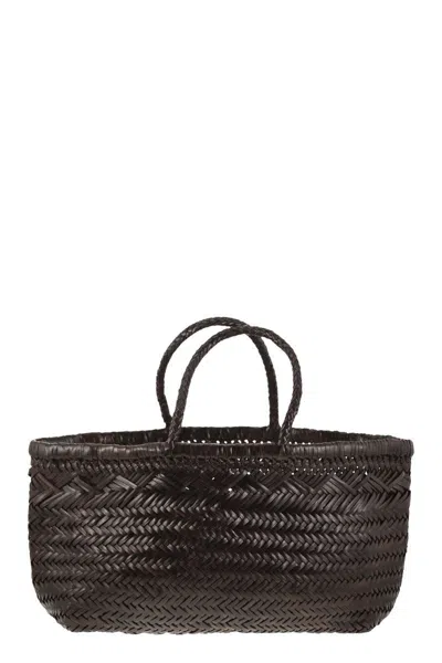 Dragon Triple Jump Big - Woven Leather Bag In Brown