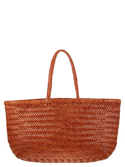 Dragon Triple Jump Big - Woven Leather Bag In Black