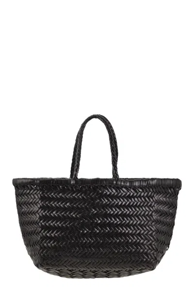 Dragon Triple Jump Small - Woven Leather Bag In Black