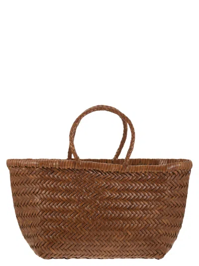 Dragon Triple Jump Small - Woven Leather Bag In Tan