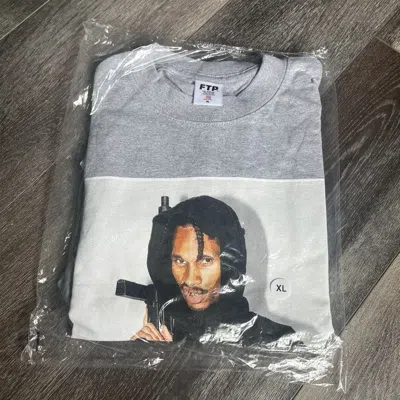 Pre-owned Drain Gang X Fuck The Population Black Kray Goth Money Fuckthepopulation Ftp Photo Tee Grey In Heather Gray