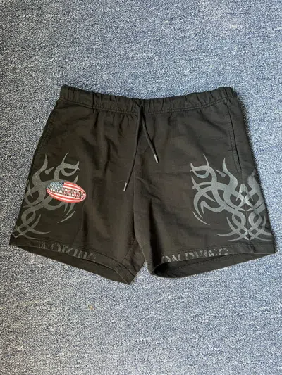 Pre-owned Drain Gang X Goth&money Working On Dying Flag Shorts Black | M