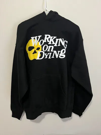 Pre-owned Drain Gang X Goth&money Working On Dying Mortis Puff Print Hoodie Black | L