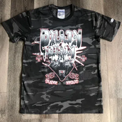 Pre-owned Drain Gang X Sad Boys Bladee Drain Gang Nyc Camo Face Shield World Tour Logo Tee In Black Camo