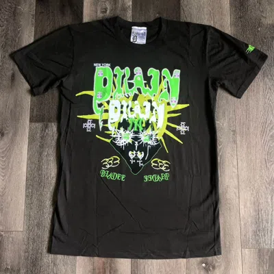 Pre-owned Drain Gang X Sad Boys Bladee Drain Gang Nyc Face Shield World Tour Logo Tee Shirt In Washed Black