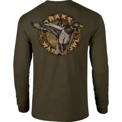 Drake Waterfowl Men's  Circle Mallard Long Sleeve T-shirt In Brown