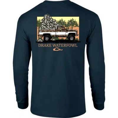 Drake Waterfowl Men's  Decoy Overland Long Sleeve T-shirt In Blue