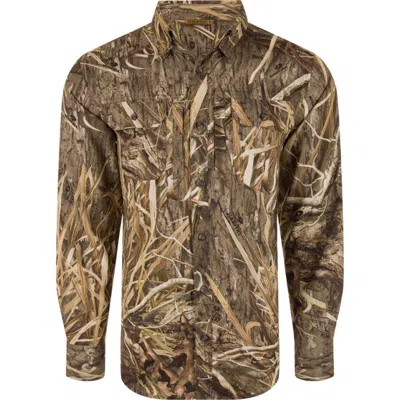Drake Waterfowl Men's  Est Wingshooter Trey Long Sleeve Button Up Shirt In Brown