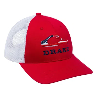 Drake Waterfowl Men's  Flag Logo Adjustable Hat In Red