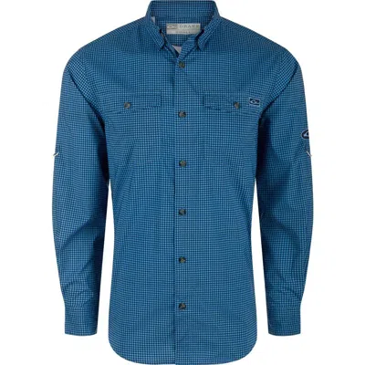 Drake Waterfowl Men's  Frat Gingham Check Long Sleeve Button Up Shirt In Blue