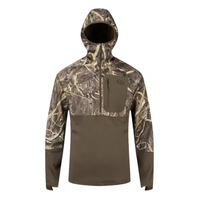 Drake Waterfowl Men's  Mst Offset Long Sleeve Hooded 1/2 Zip In Brown