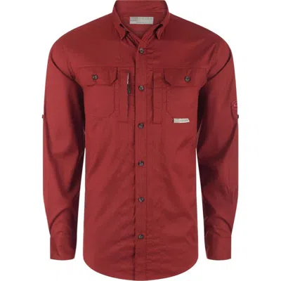 Drake Waterfowl Men's  Wingshooter's Trey Dobby Long Sleeve Button Up Shirt In Red