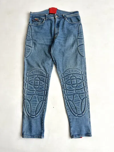 Pre-owned Drake Worn By  Vintage Giali Denim Motorcycle Padded Jeans In Blue