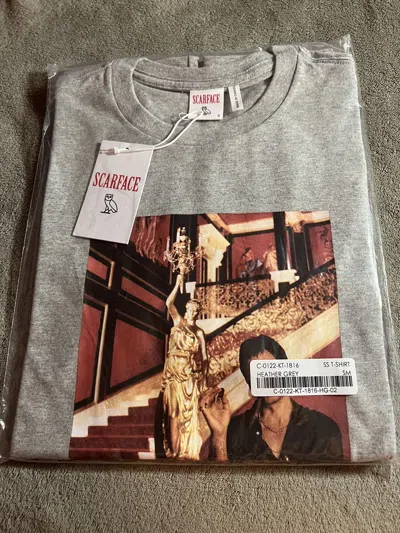 Pre-owned Drake X Octobers Very Own Ovo T-shirt Scarface Tony Montana Tee In Gray