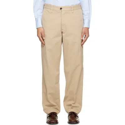 Drake's Straight-leg Peached Cotton-twill Trousers In Neutrals