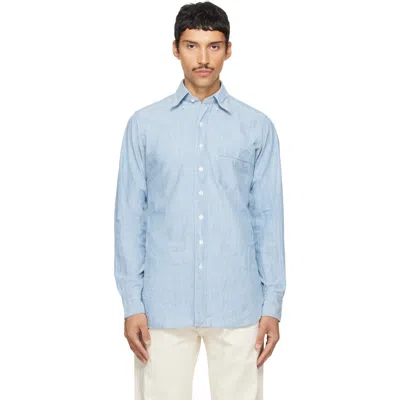 Drake's ブルー コットンシャンブレー ボタンダウンシャツ In Blue