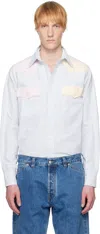 Drake's Blue Multi Stripe Western Fun Shirt