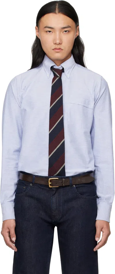 Drake's Blue Oxford Cotton Cloth Button-down Shirt In 200 Mid Blue
