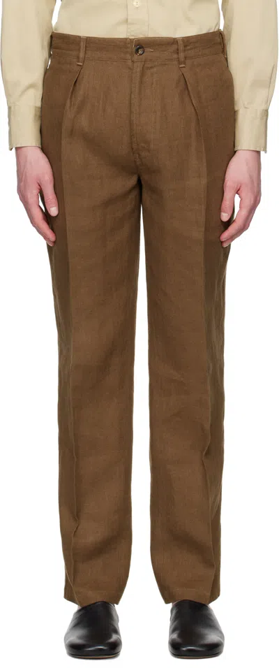 Drake's Brown Antique Linen Games Trousers