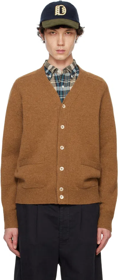 Drake's Brown Lambswool 6 Button Cardigan In 300 Brown
