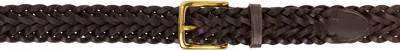 Drake's Brown Plaited Bridle Leather Belt In 300 Brown