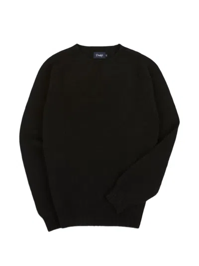 Drake's Brushed Shetland Sweater In Black