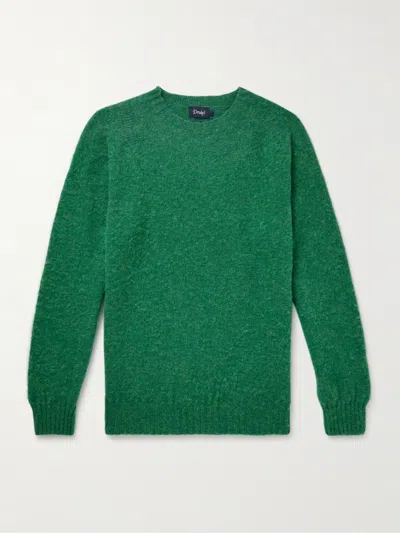 Drake's Brushed Shetland Wool Sweater In Green