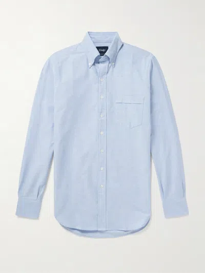 Drake's Slim-fit Button-down Collar Cotton Oxford Shirt In Blue