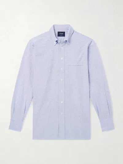 Drake's Button-down Collar Cotton Oxford Shirt In Blue