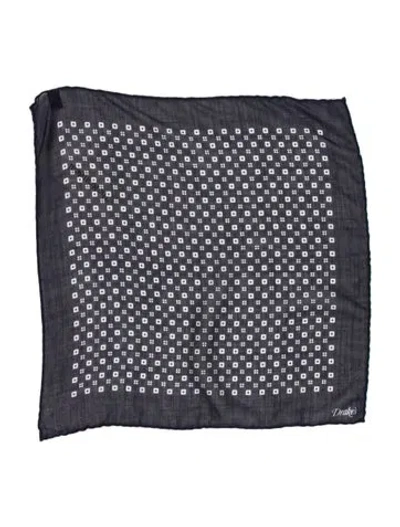 Pre-owned Drake's Cashmere Geometric Pattern Print Pocket Square In Blue