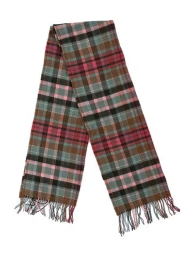 Pre-owned Drake's Cashmere Plaid Print Scarf In Blue
