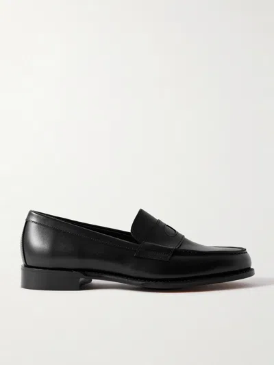 Drake's Charles Leather Penny Loafers In Black
