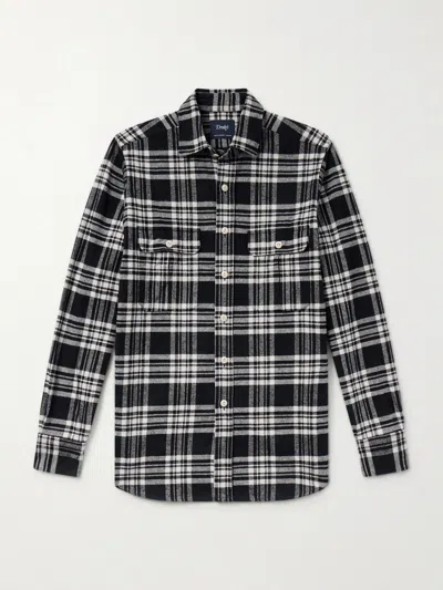 Drake's Checked Cotton-flannel Shirt In Black