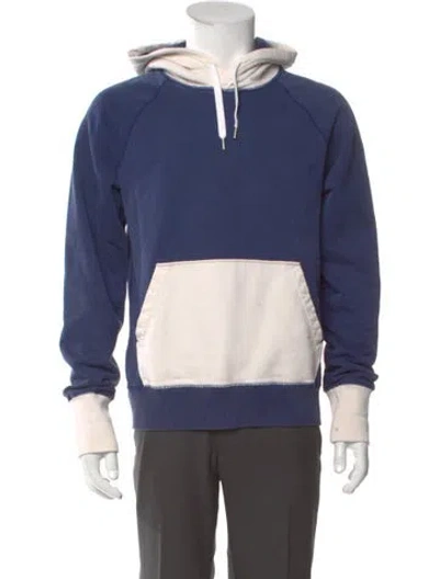 Pre-owned Drake's Colorblock Pattern Crew Neck Hoodie In Blue